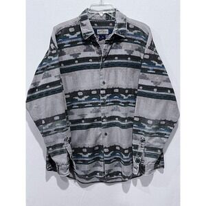 Ruff Hewn Large‎ Long Sleeve Button Down Western Shirt Aztec Print 100% Cotton